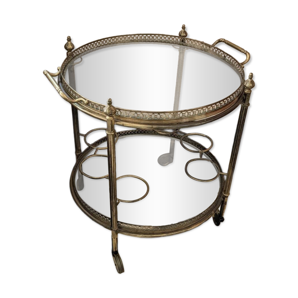 Desserte chariot bar en laiton et verre