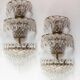 Paire de grandes appliques en laiton et cristal c. 1940s (57 cm)