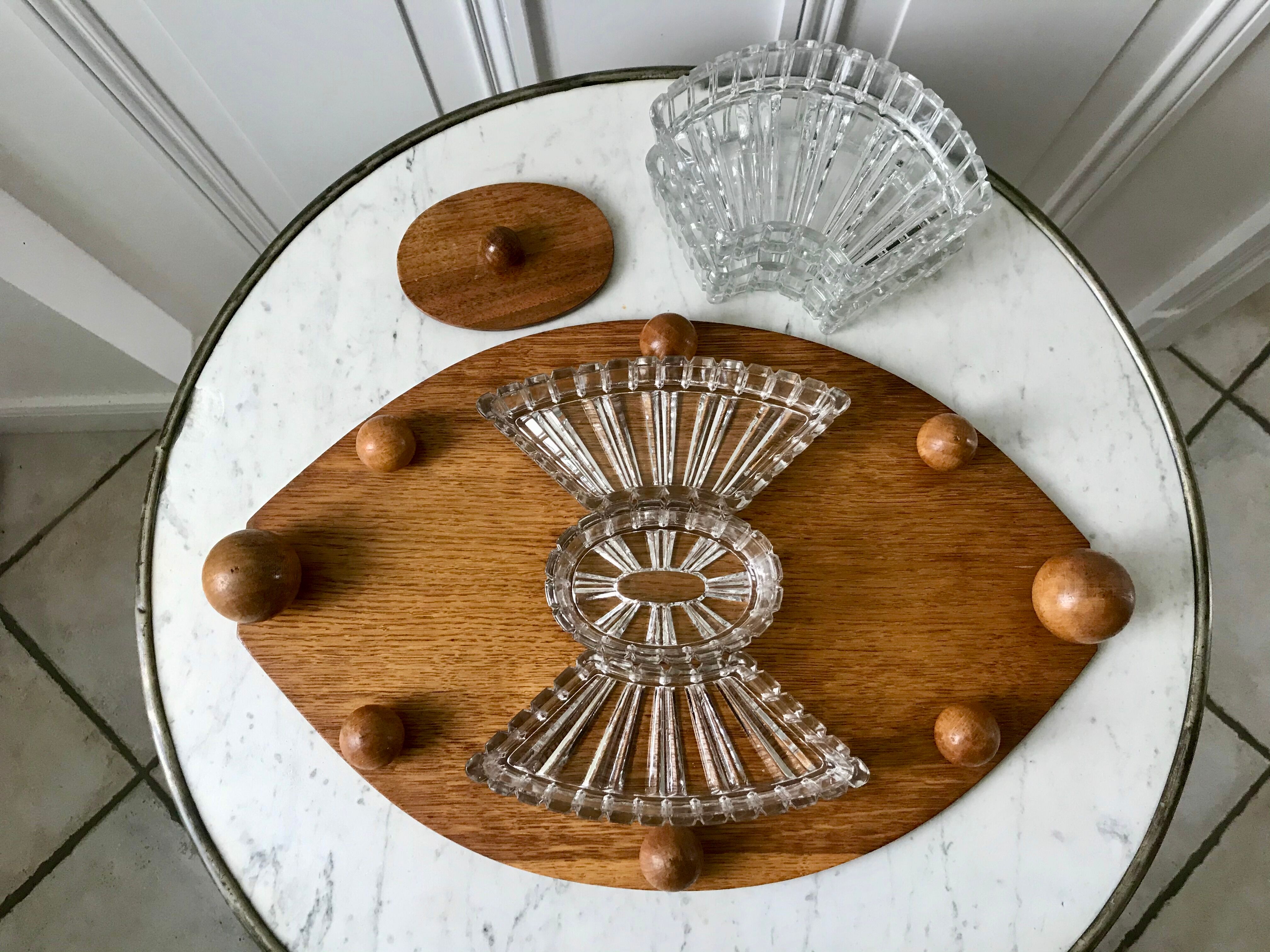 Wooden top and art deco glass 30s