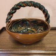 Vintage majolica slipware basket