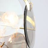 Vintage Vistosi Chandelier: Gold & Smoked Glass, Italian Mid-Century Lighti