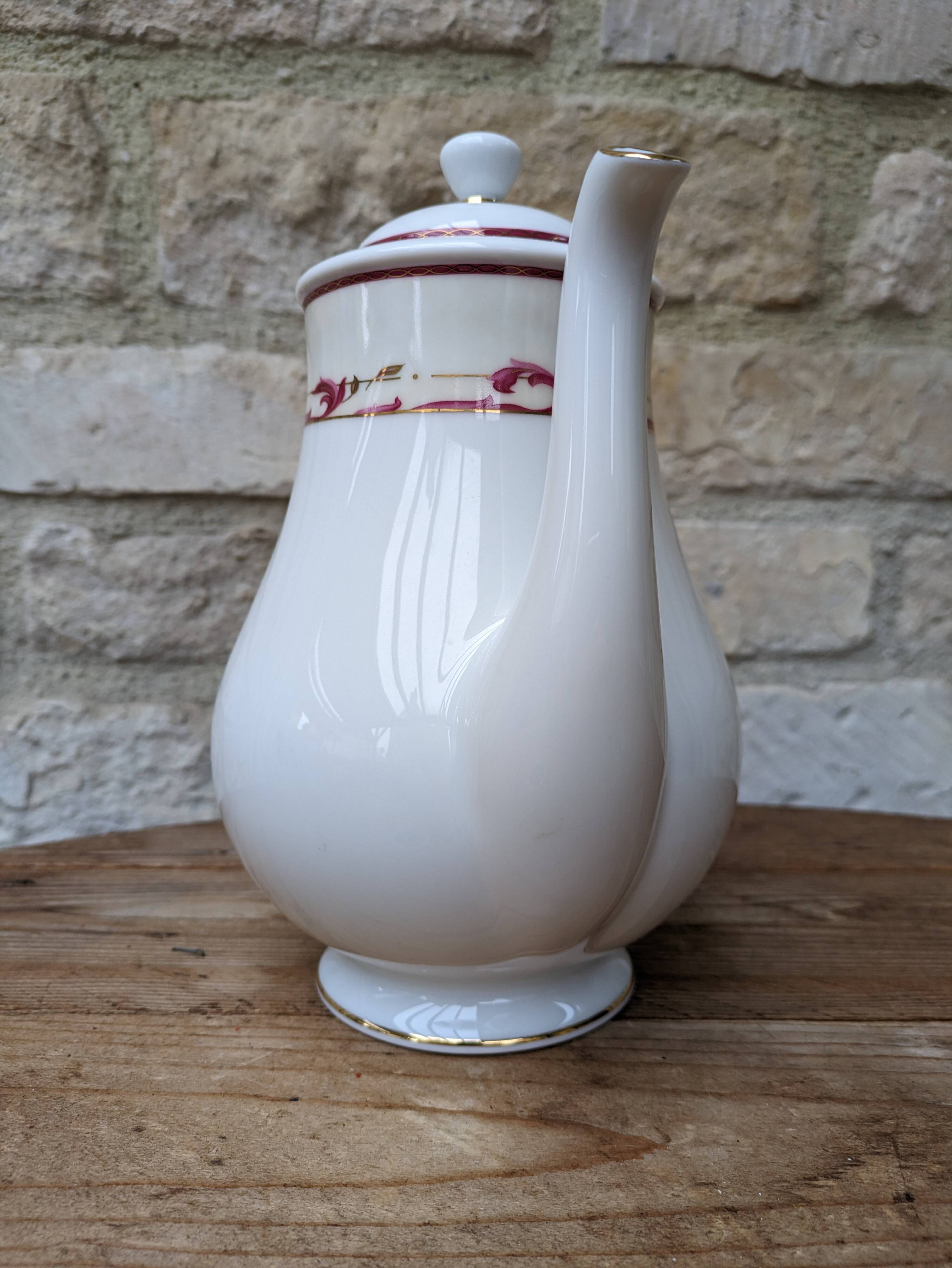 Guy Degrenne Limoges porcelain coffee pot sample with gilding