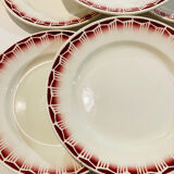 5 earthenware plates burgundy décor, kitchen