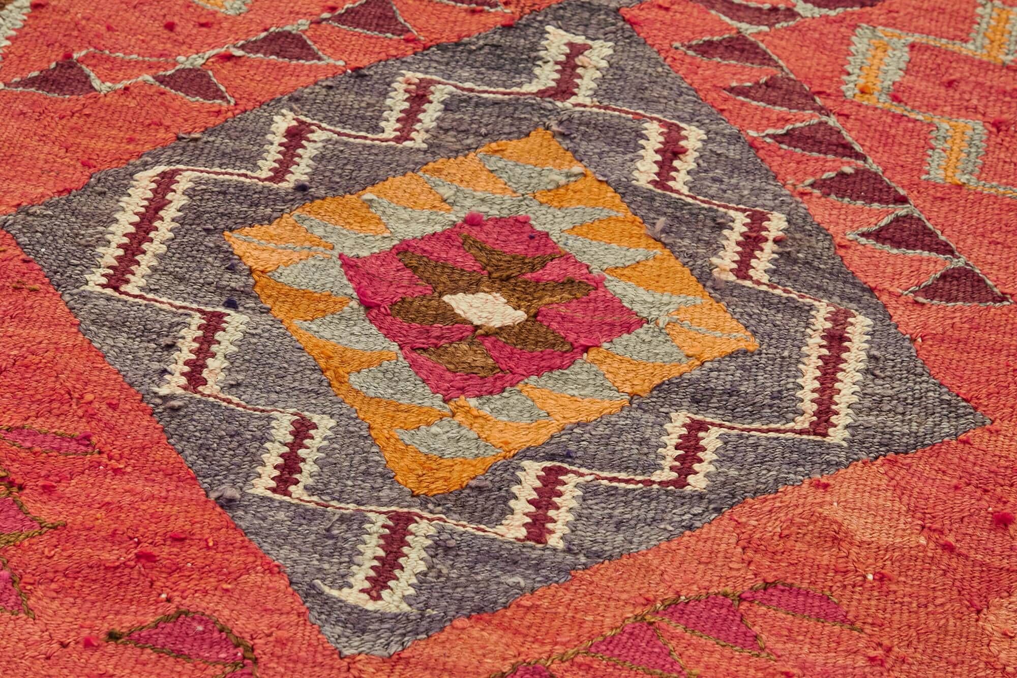 Turkish Handwoven Vintage Herki Kilim 93 cm x 343 cm