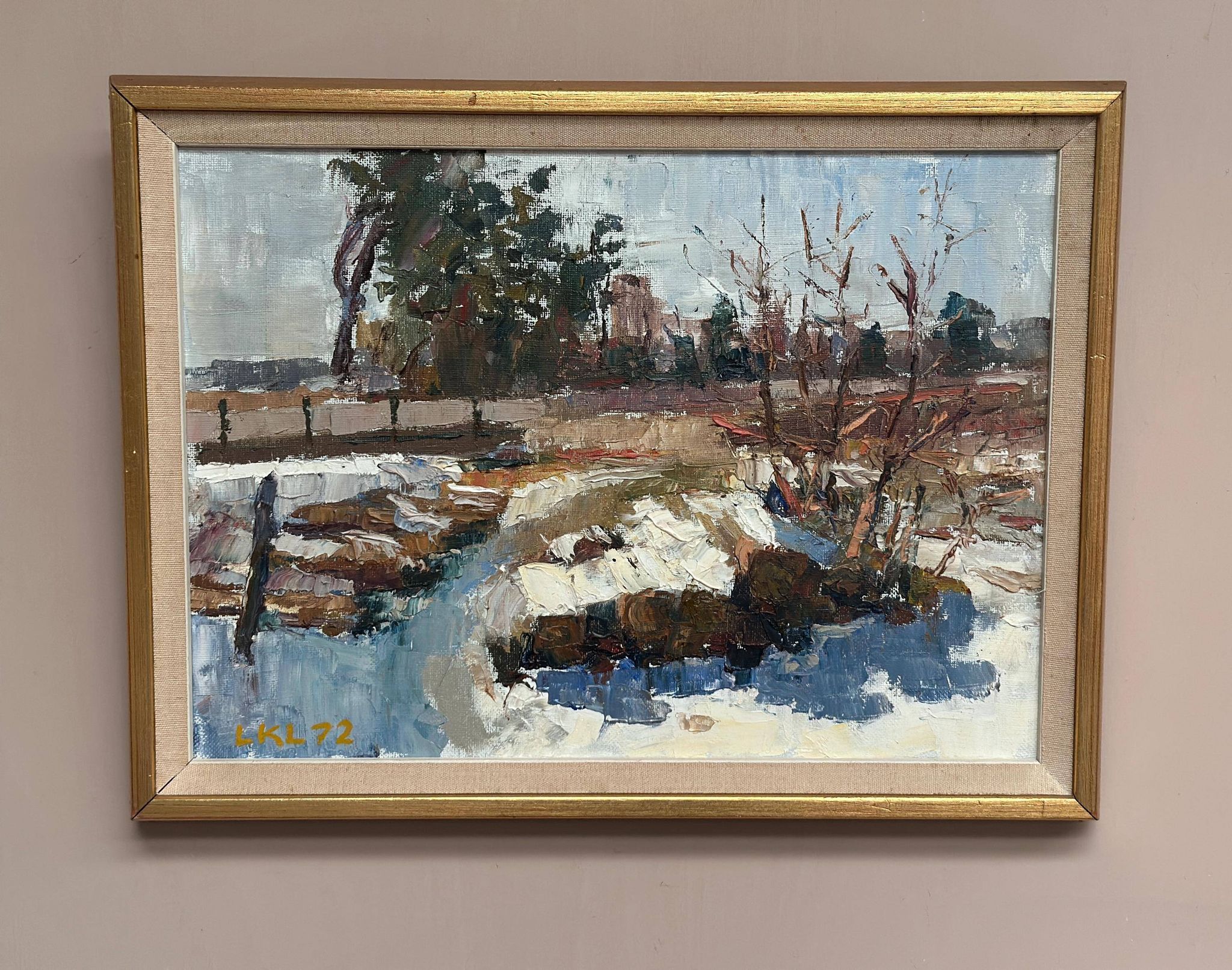 Original Mid Century Swedish Oil On Canvas – “Vinterdag” – Vintage & Framed