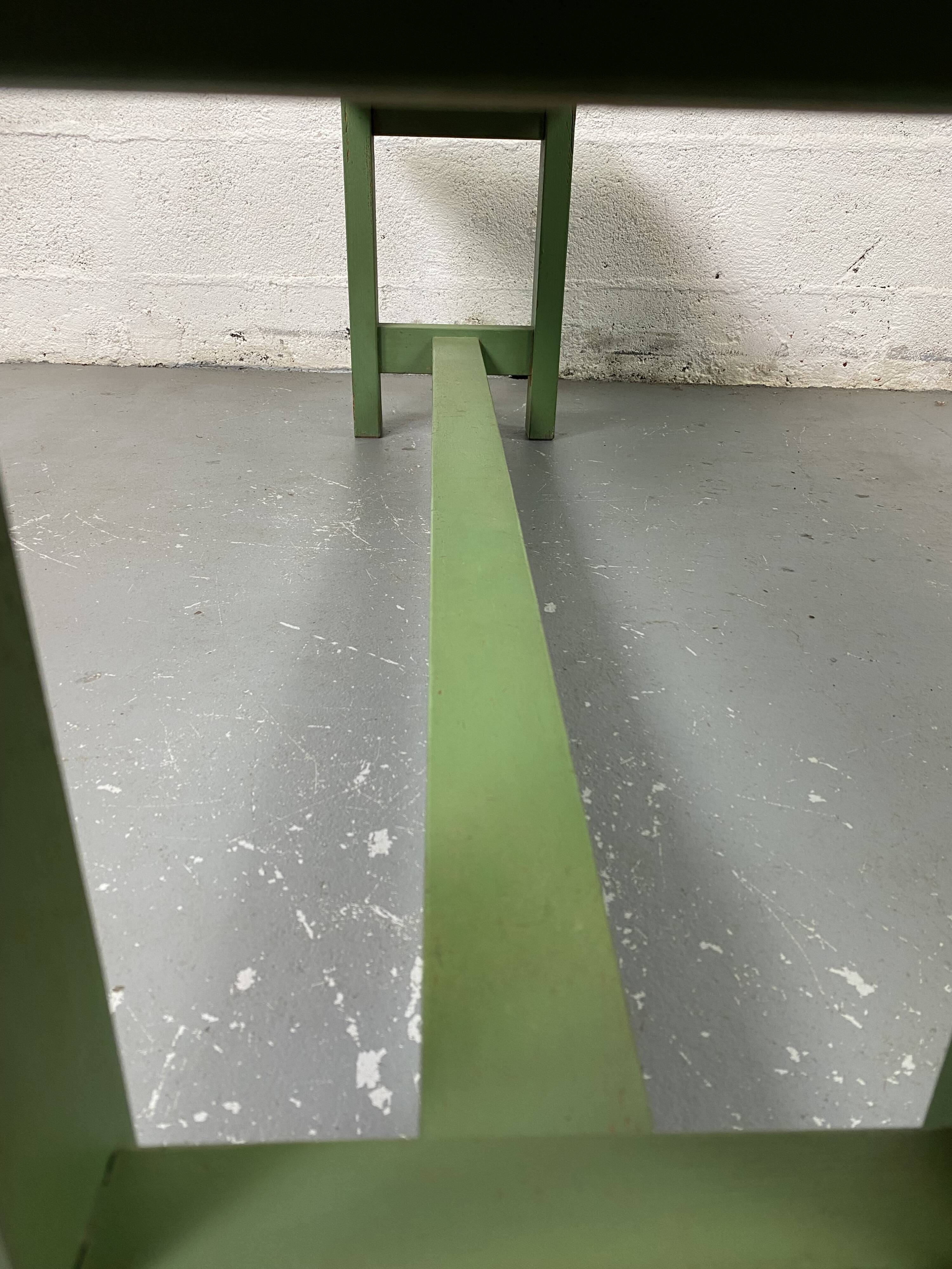 Green wooden bench