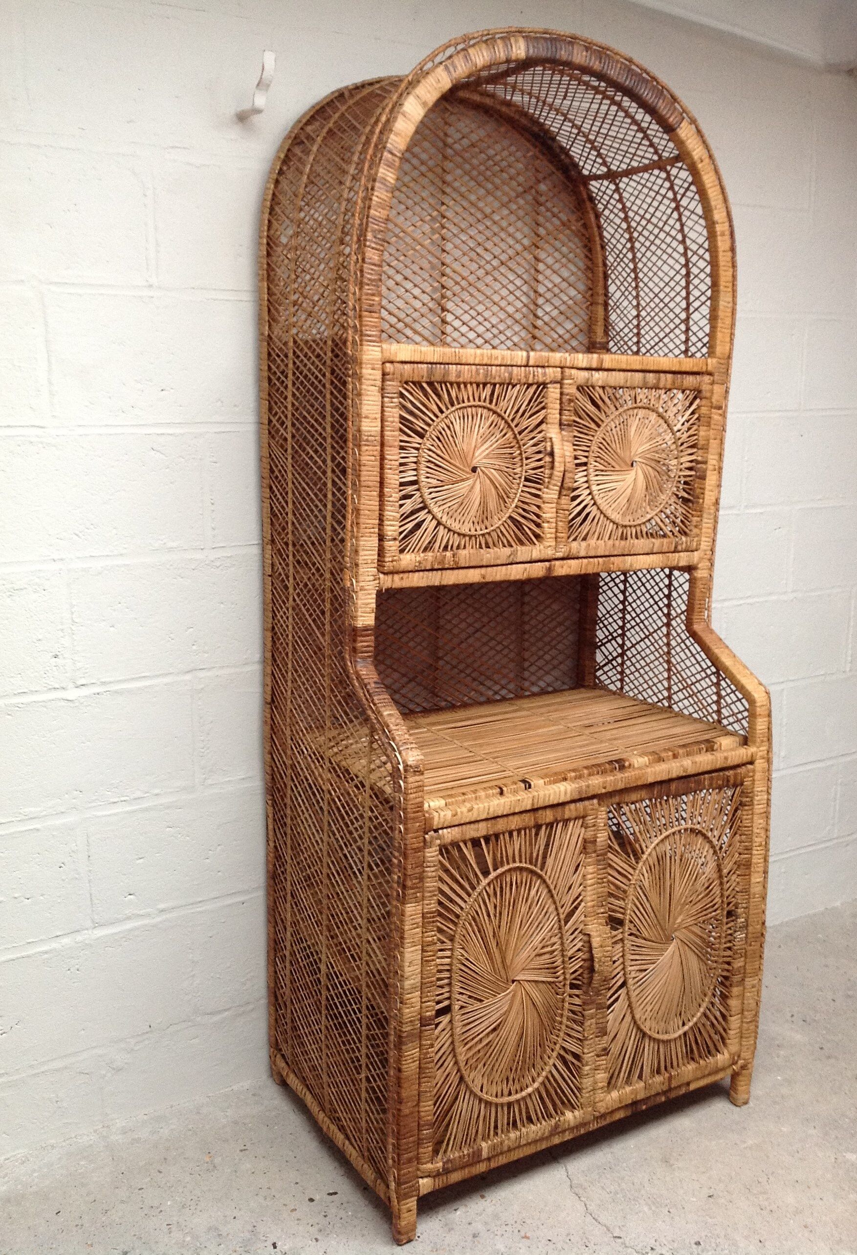 Vintage rattan bookcase