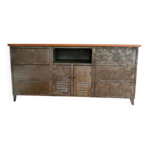 Meuble à ranger acier - bois