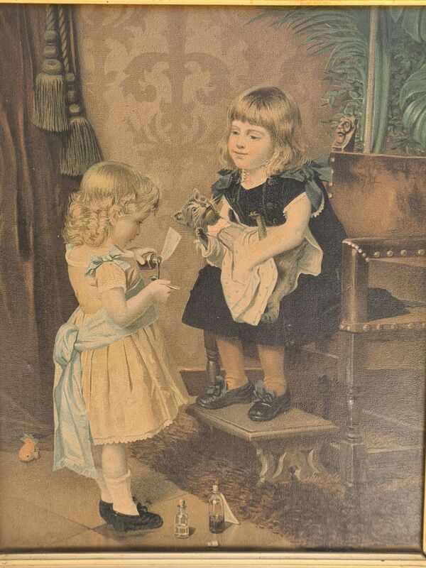 Tableau ''les petites filles au chat