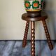 Vintage tripod stool in solid wooden twisted feet