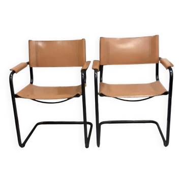 Set of 2 armchairs in fawn colour, Fasem Italy.