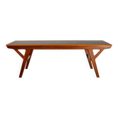 Mid Century Scandinavian Coffee Table in Teak and Black Enameled