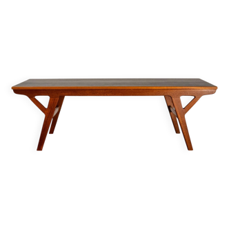 Mid Century Scandinavian Coffee Table in Teak and Black Enameled