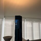 Lampadaire totem en acier noir, laiton et grès par takahama pour sirrah, 1980, italie