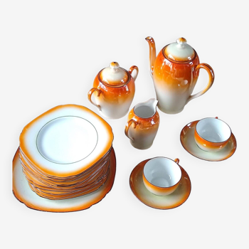 Vintage iridescent orange tea and dessert set