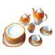 Vintage Iridescent Orange Tea and Dessert Set