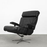 Vintage german office swivel leather easy chair, 1960s