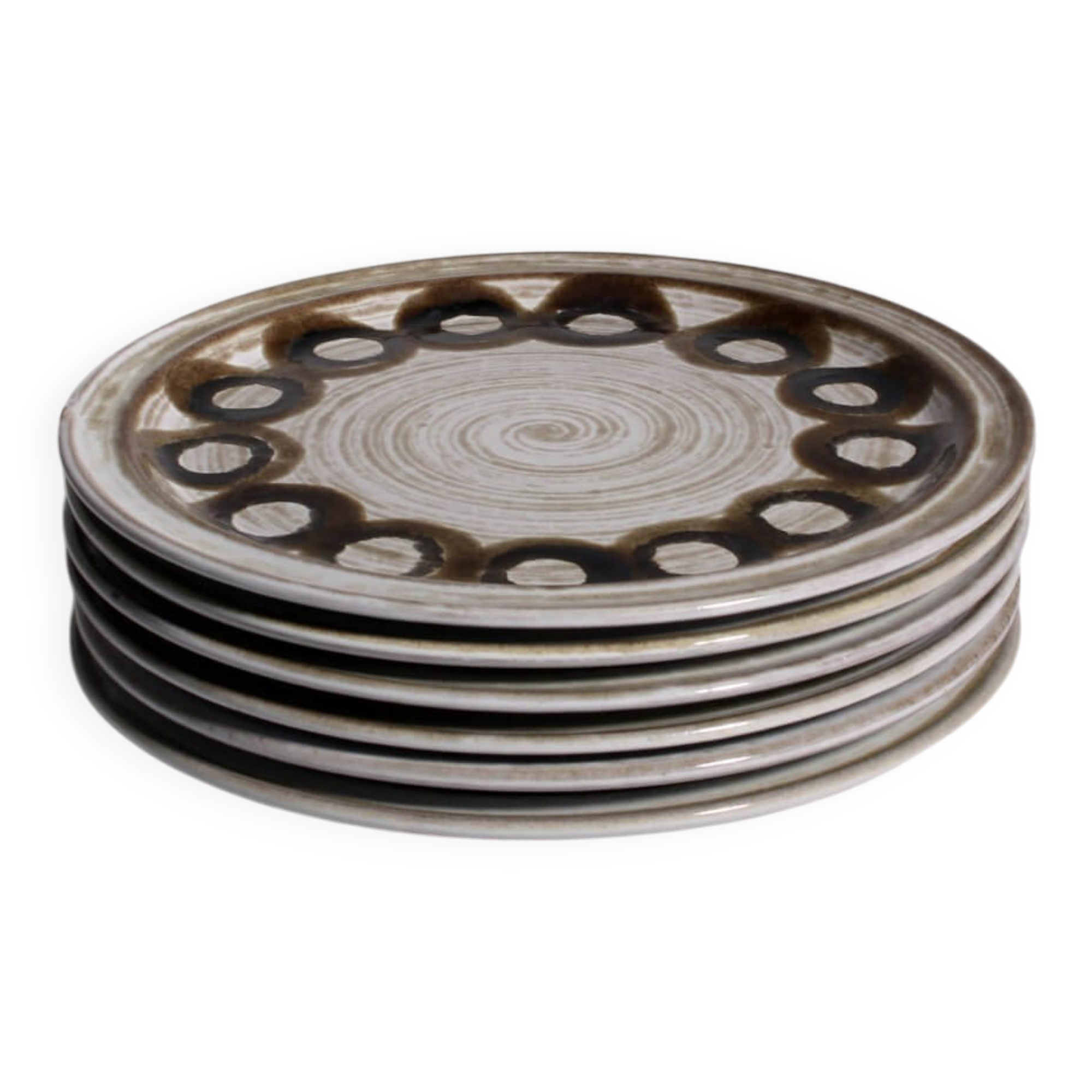 Gerda Heuckeroth Hand-Painted Ceramic Plates Set, For Ceramano, 1960s
