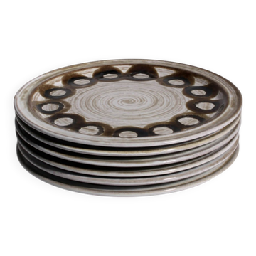 Gerda Heuckeroth Hand-Painted Ceramic Plates Set, For Ceramano, 1960s