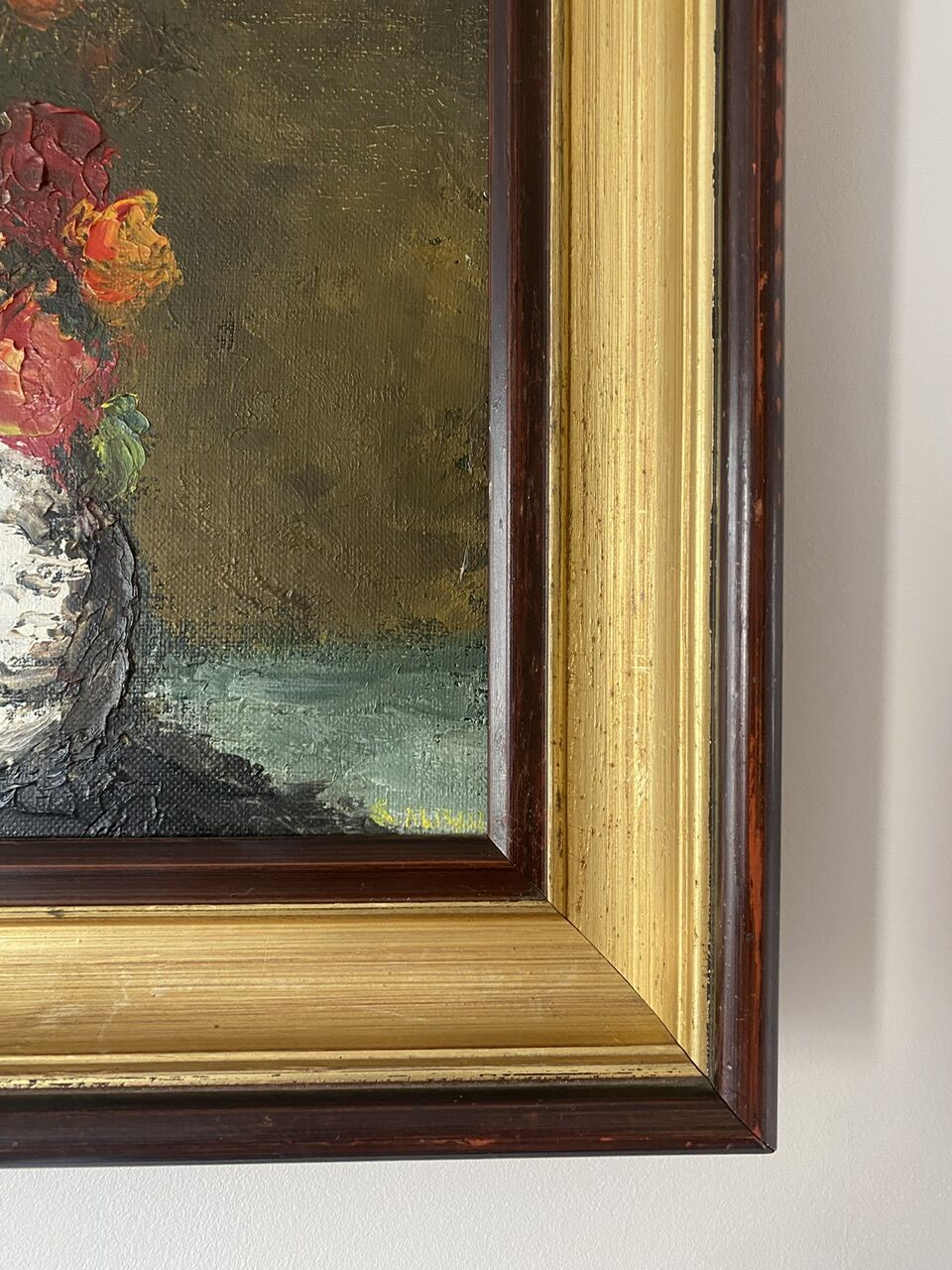 Old painting, still life with flowers signed Saint Alban, XX century