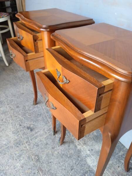 Pair of bedside cherry and bronze