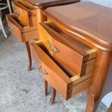 Pair of bedside cherry and bronze