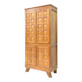 Vintage brutalist wardrobe in solid oak