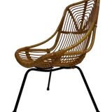 Tripod Rattan easy chair by Dirk van Sliedregt Rohe Noordwolde 1960 in the Netherlands