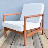 Original Scandinavian armchair, upholstered, beige corduroy, 1960s