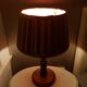 Vintage wooden table lamp with pleated fabric lampshade 1970