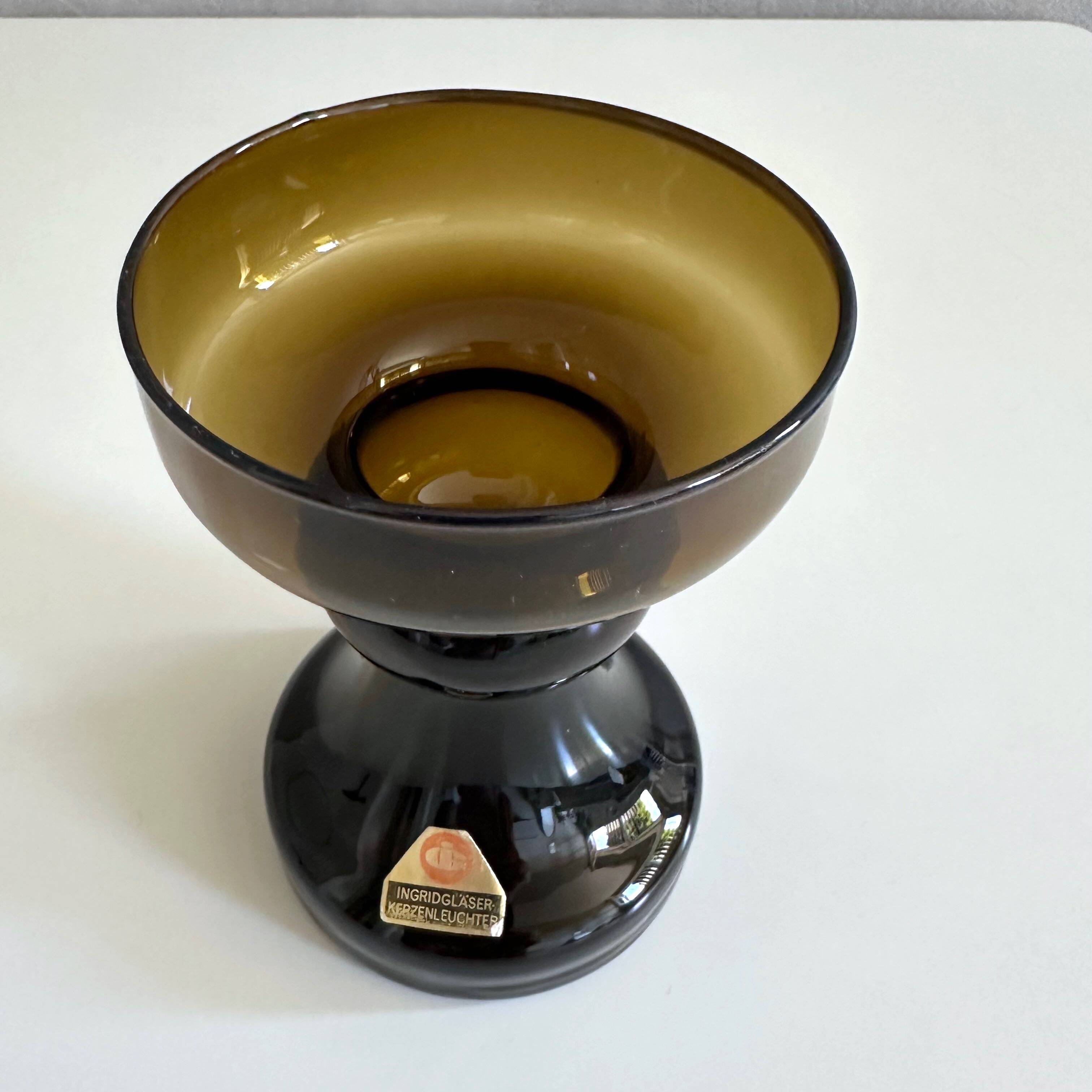 Mid Century candle holder, Ingrid glass candlestick, 60's home decor