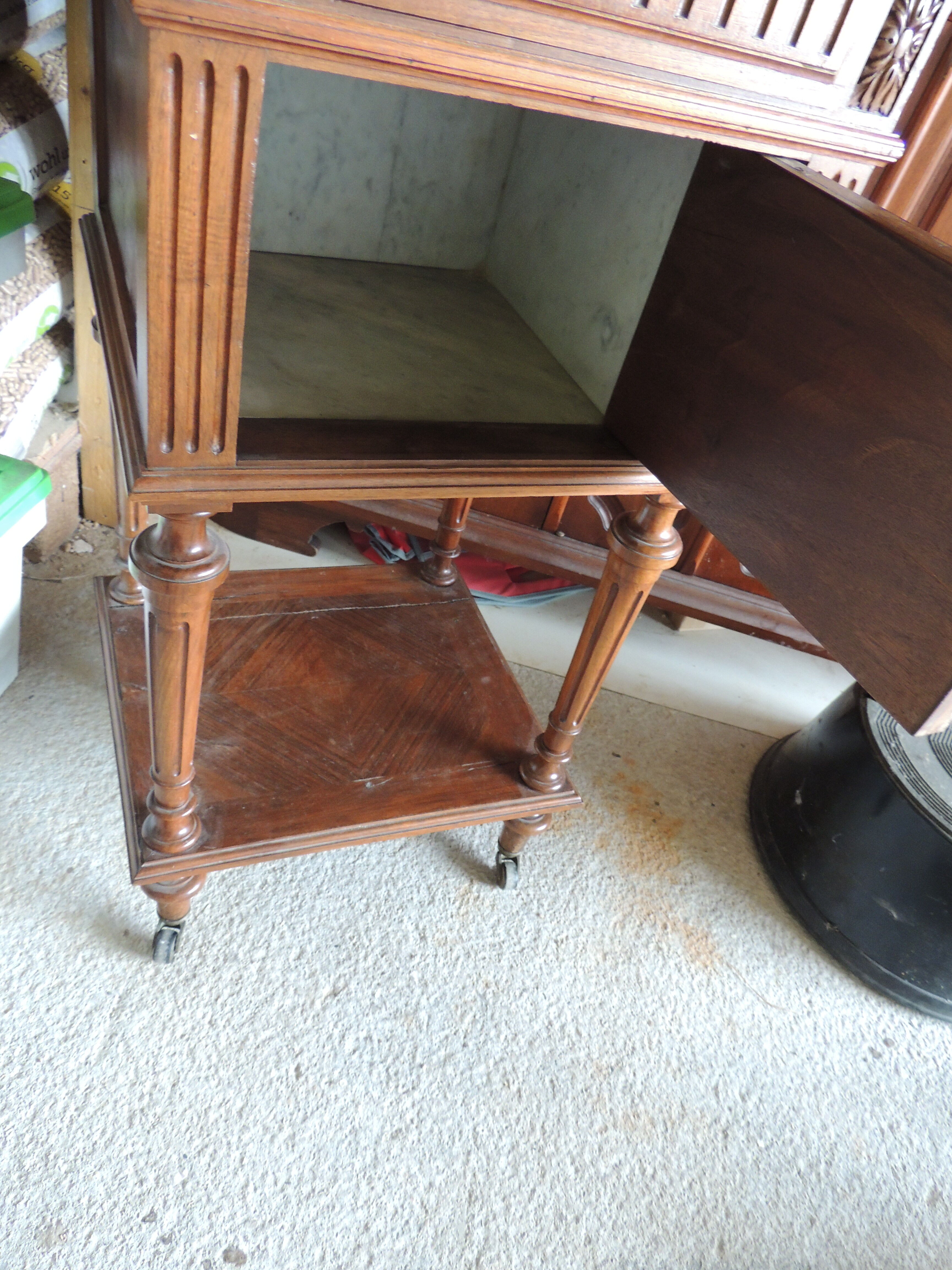 Old marble flat nightstand bedside