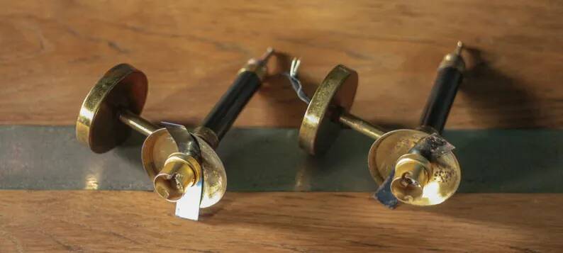 Pair of vintage wall sconces, brass sconce and opaque glass globe, vintage lamp, wall lamp, 50s.
