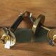 Pair of vintage wall sconces, brass sconce and opaque glass globe, vintage lamp, wall lamp, 50s.
