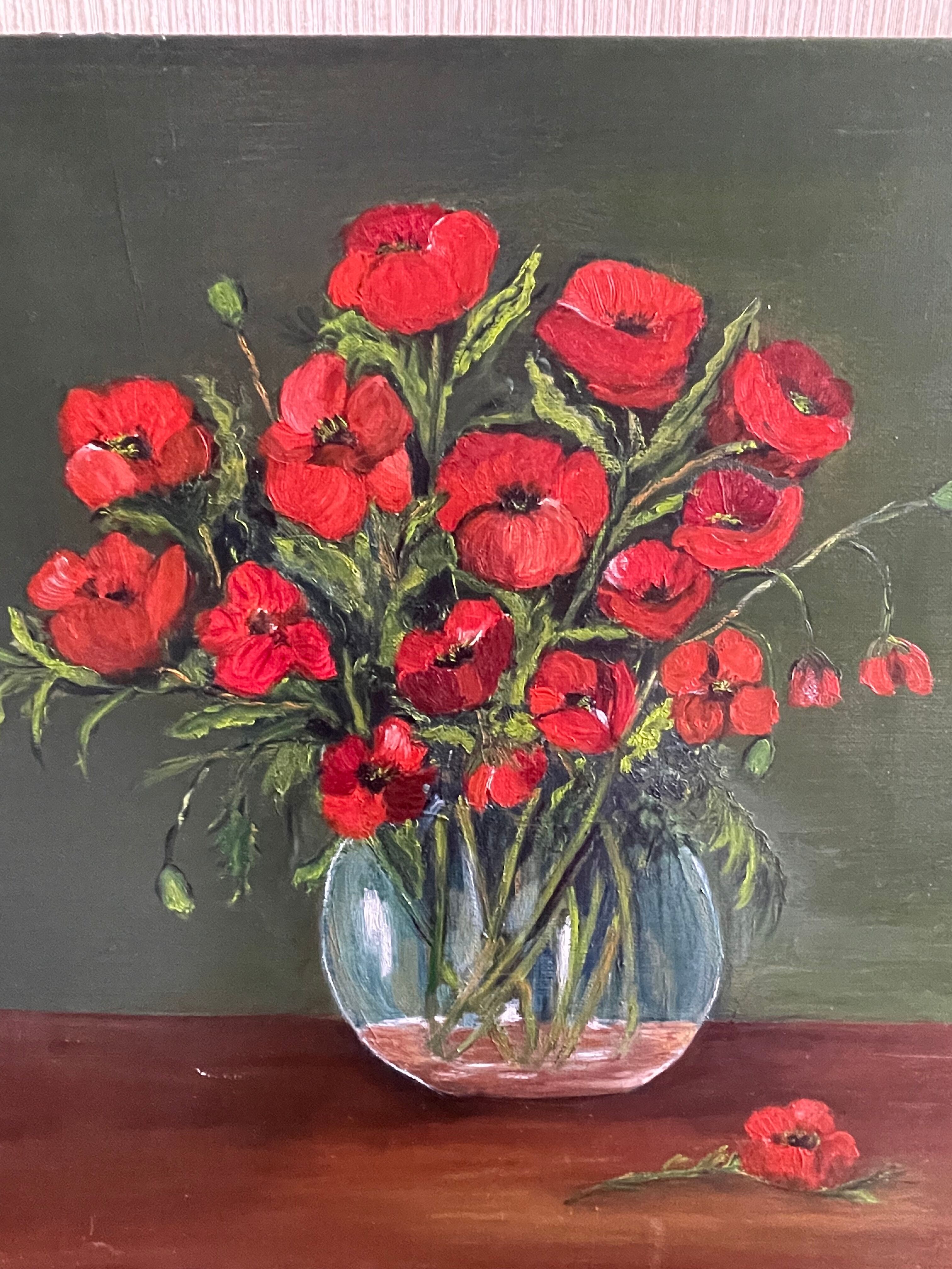 Bouquet de coquelicots huile sur toile
