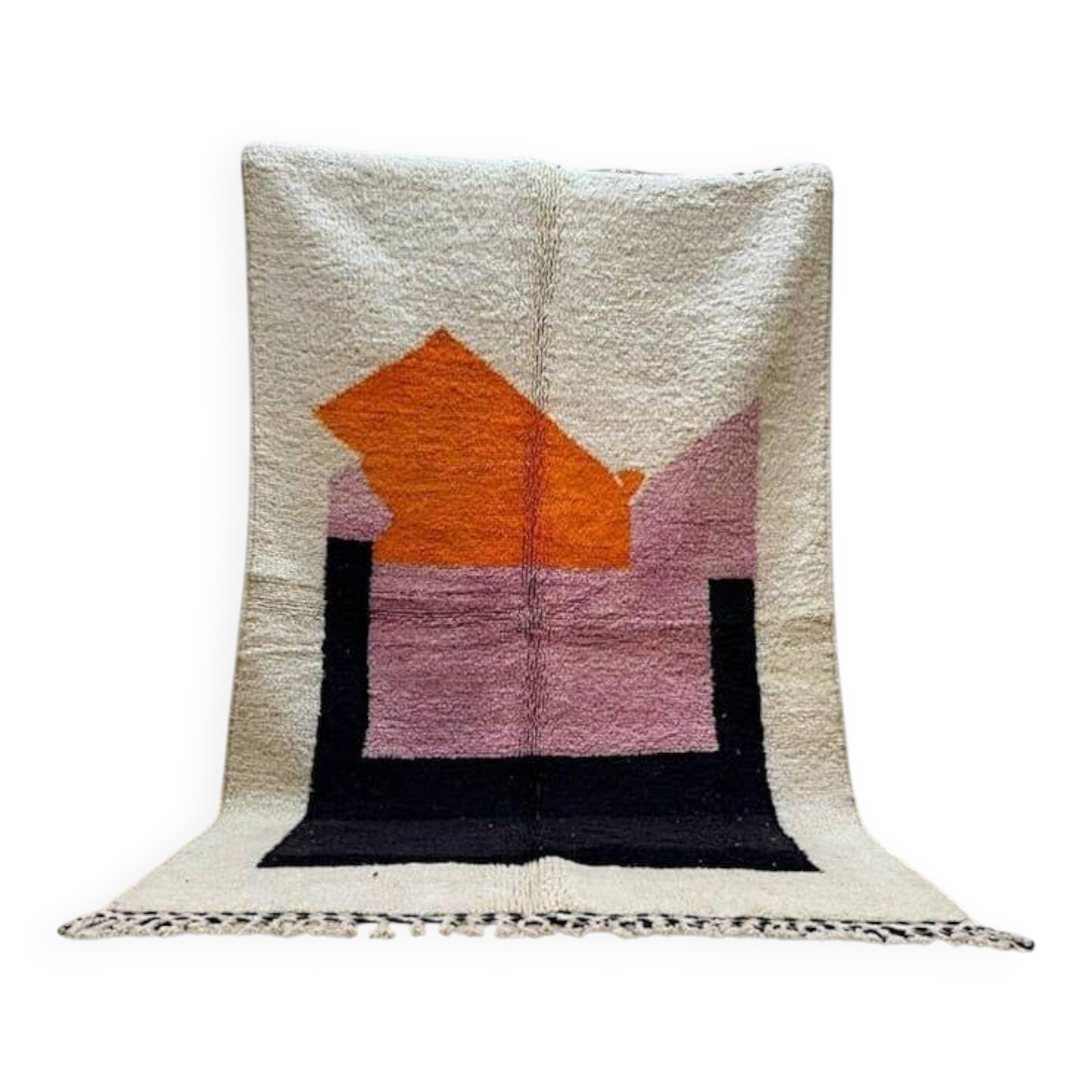 Handmade Beni Ouraine Berber rug with colorful patterns, size 140 x 260 cm