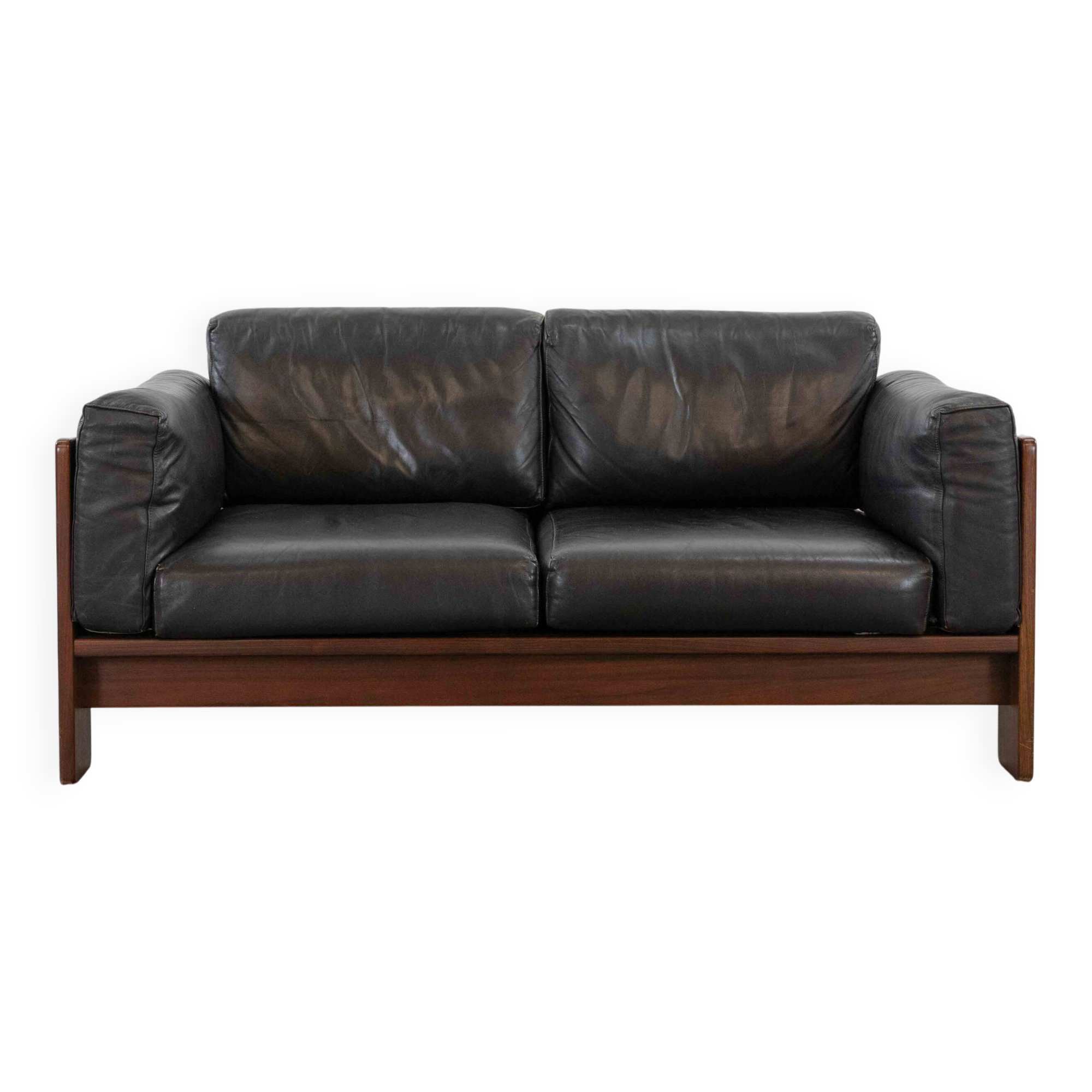 Bastiano Leather Sofa in Black by Tobia Scarpa for Gavina / Knoll