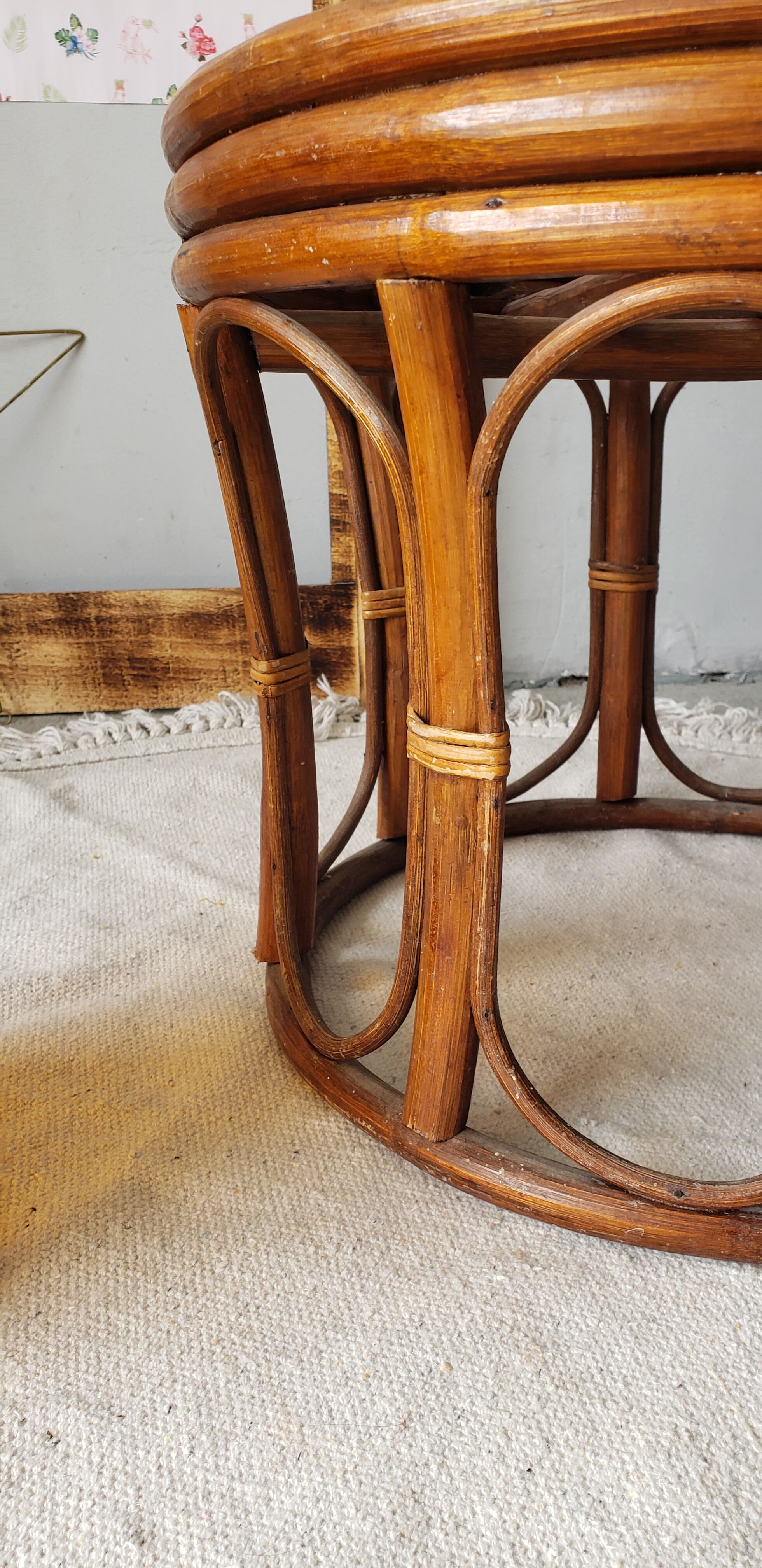 Rattan stool ottoman