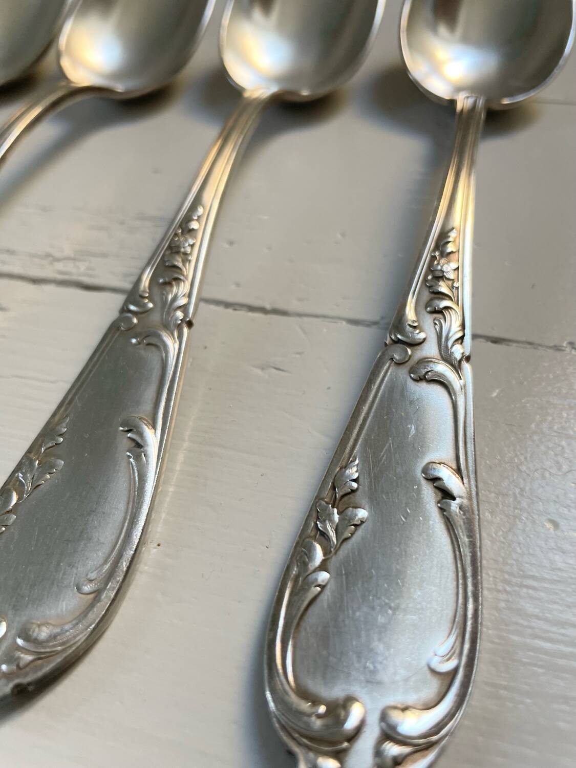 6 silver-plated floral spoons