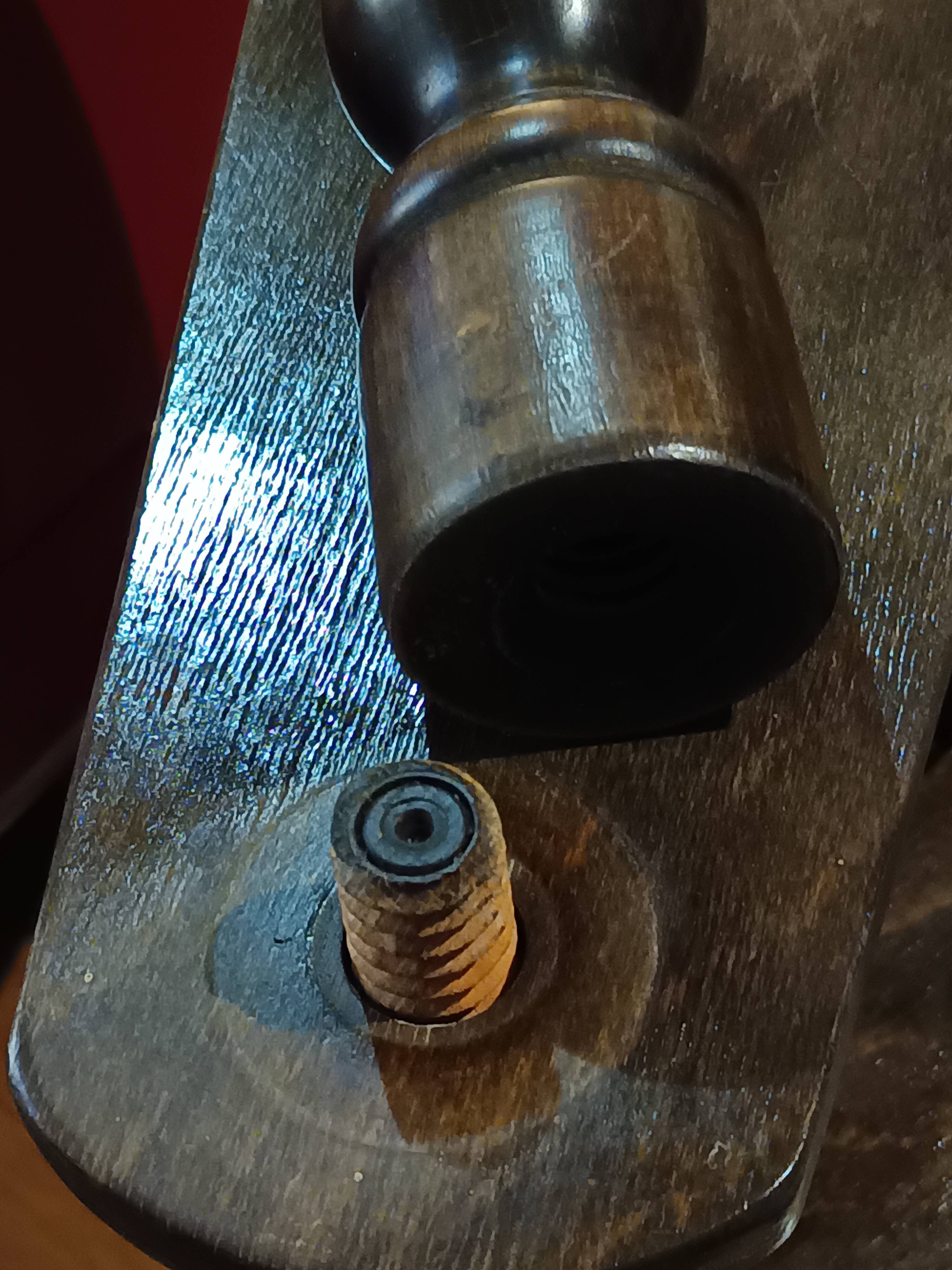 old turned wooden library staircase