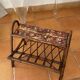 Rattan magazine rack, shelf with ceramic tiles R. Capron