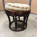 Pouf stool in rattan and bamboo vintage