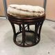 Pouf stool in rattan and bamboo vintage