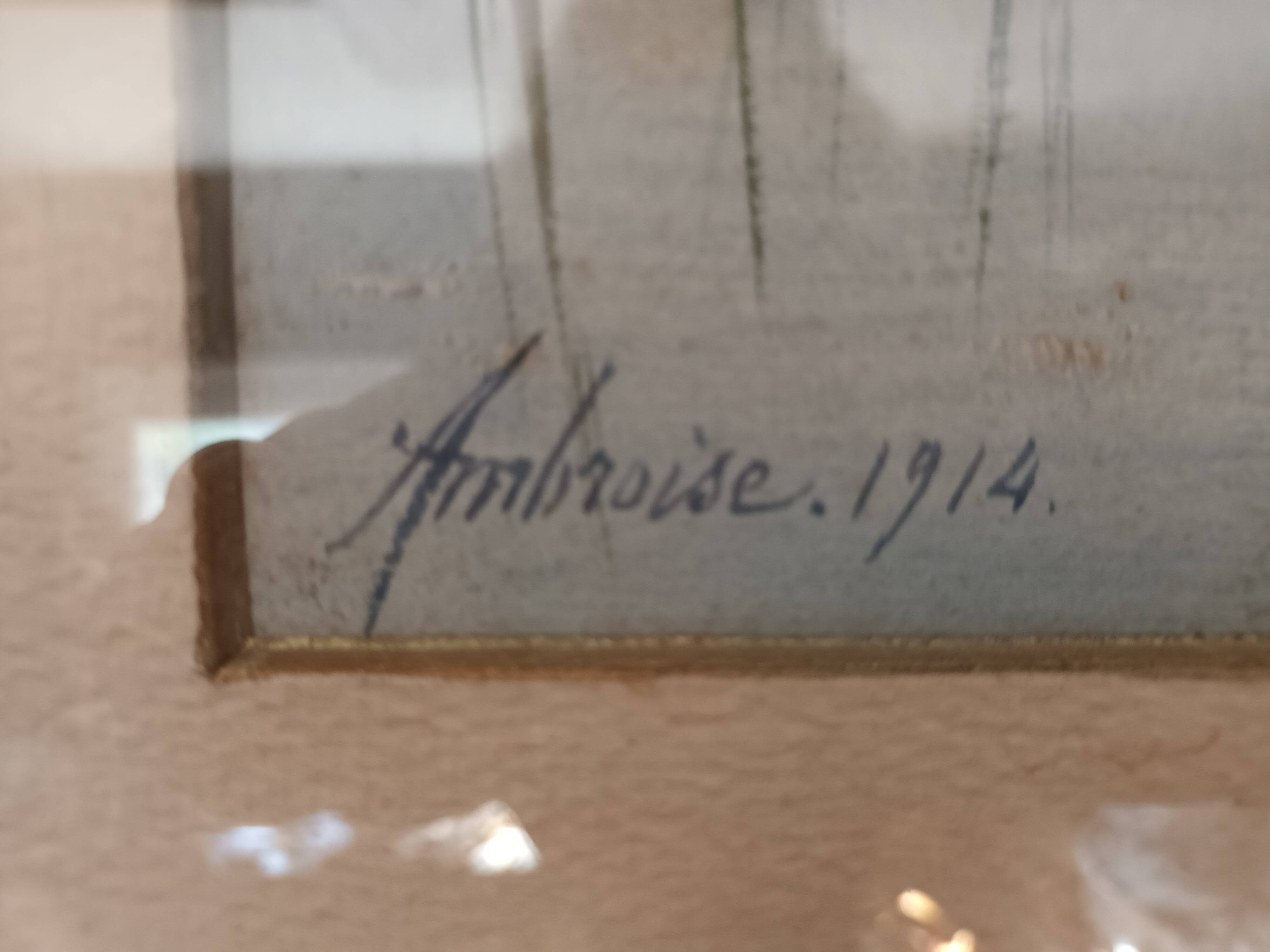 Pastel landscape signed ambroise 1914