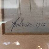 Pastel landscape signed ambroise 1914