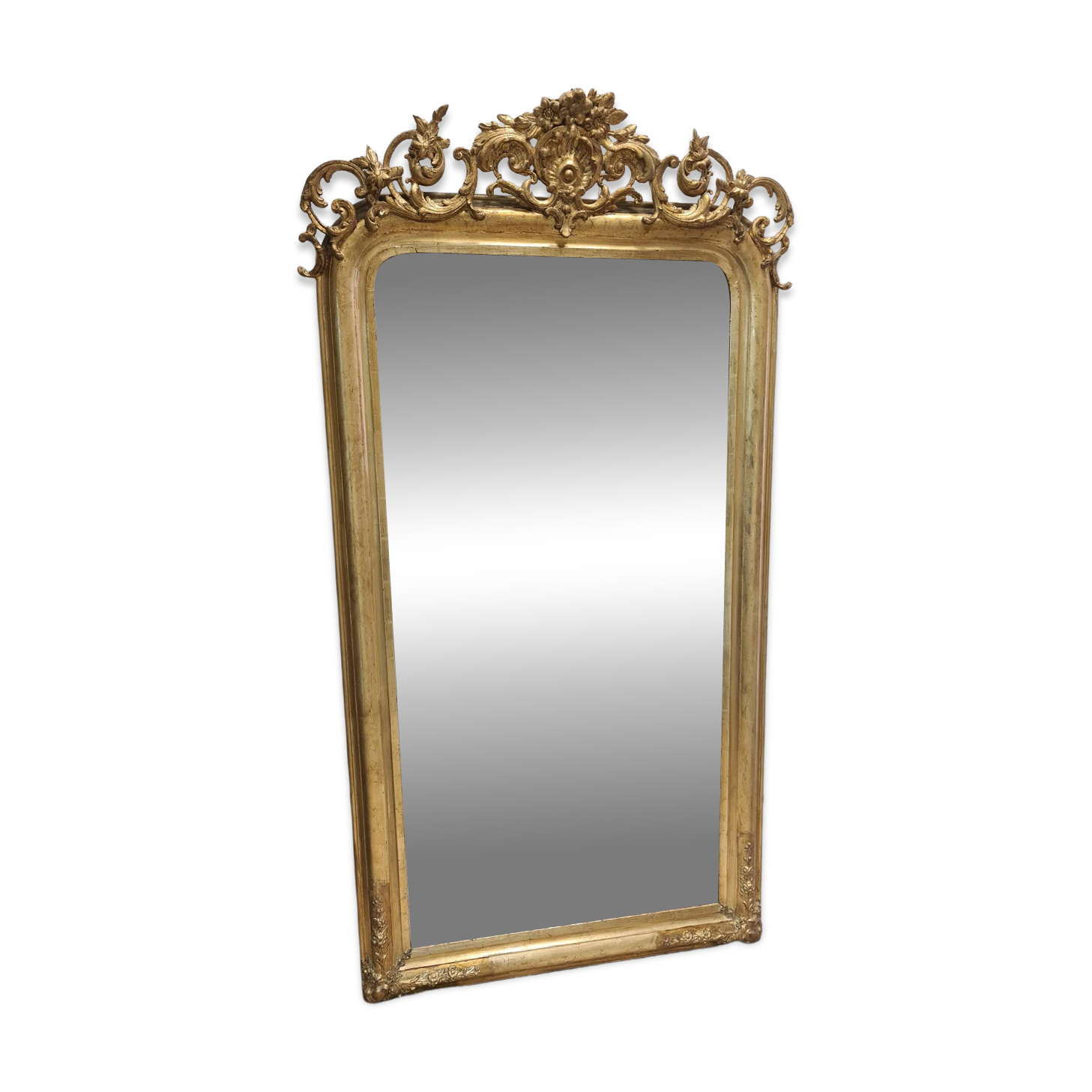 Large antique gilded mirror in Louis Philippe style