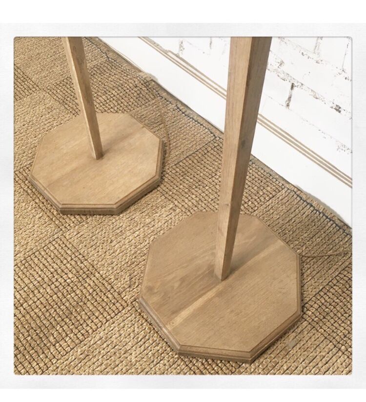 Pair of art deco lampposts solid oak and wool