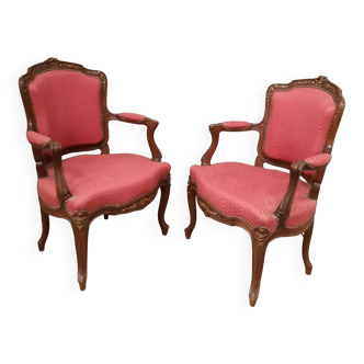 Pair of Louis XV style armchairs