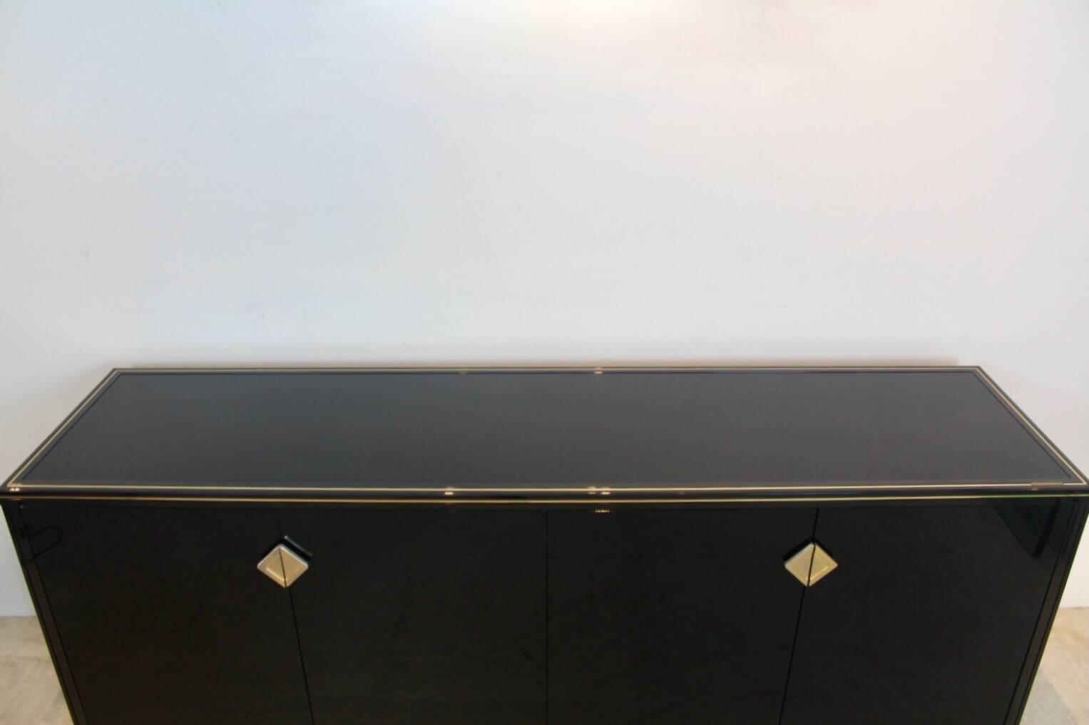 Pierre Vandel Paris Black Lacquered French Sideboard