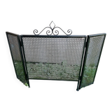 Fireplace screen black metal perforated sheet 3 vintage leaves